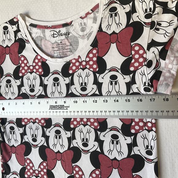 Disney Women Shirt M White Graphic Print Minnie Mouse Logo Crew Neck Pullover - Picture 4 of 6